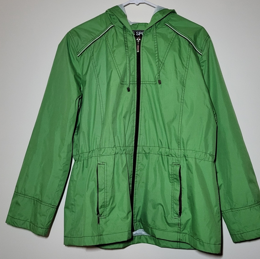 Bright Green Lightweight Windbreaker Jacket With Mesh Lining